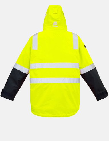 Mens Hi Vis 4 In 1 Waterproof Jacket Yellow/Navy