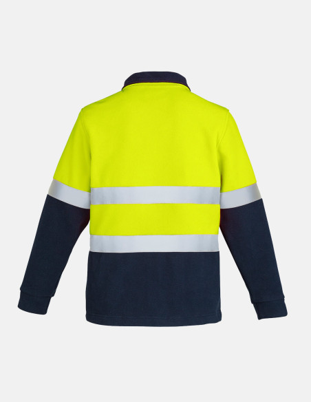 Unisex Hi Vis Polar Fleece Pullover - Hoop Taped  Yellow/Navy