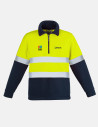 Unisex Hi Vis Polar Fleece Pullover - Hoop Taped  Yellow/Navy