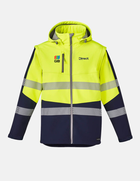 Mens Hi Vis 4 In 1 Waterproof Jacket Yellow/Navy