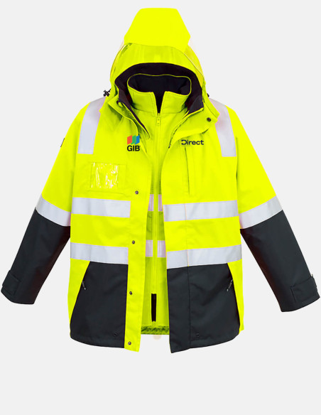 Mens Hi Vis 4 In 1 Waterproof Jacket Yellow/Navy